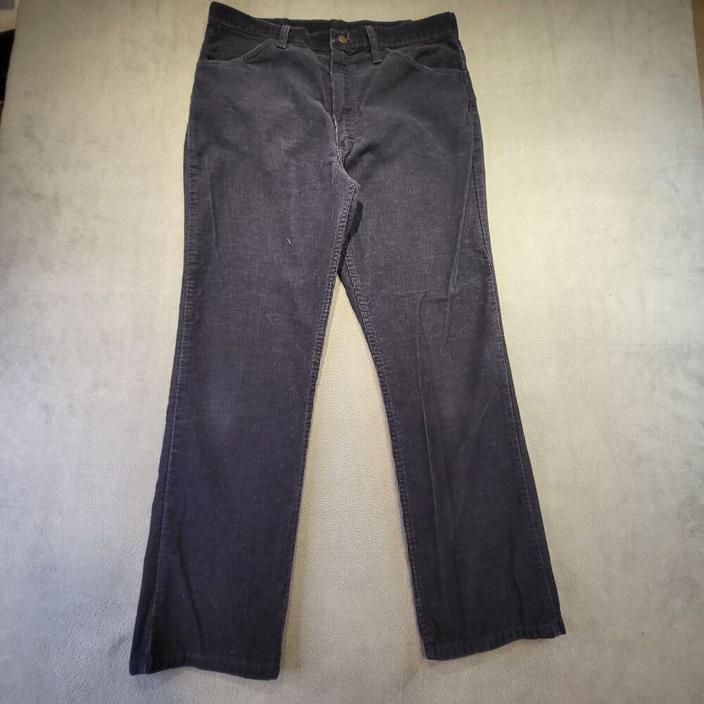 Vintage Rustler Mens 34x29 Blue Corduroy Pants Straight Leg‎ Made In USA